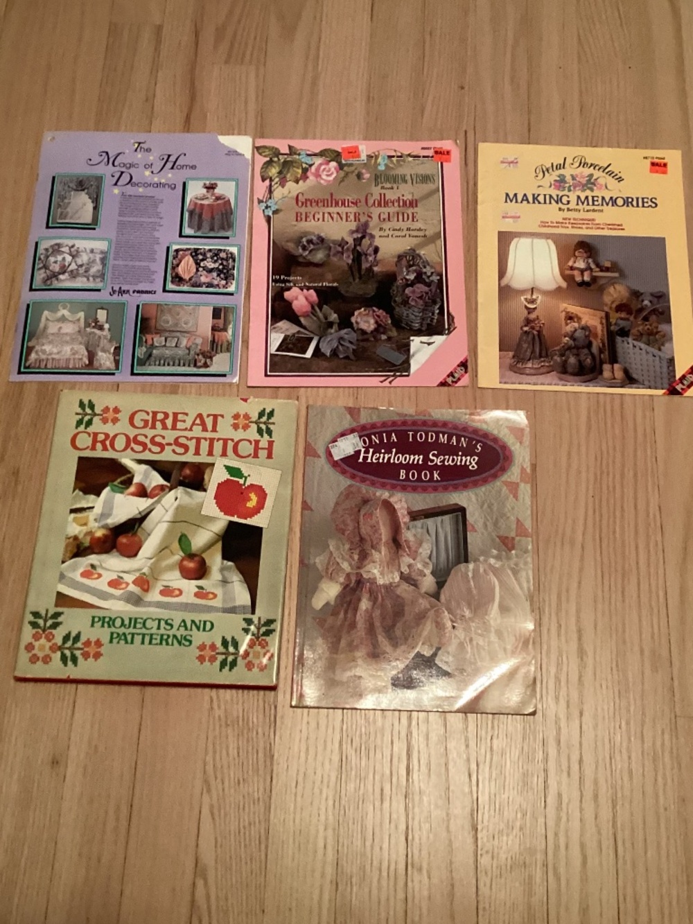 Vintage Craft & Needlework Pattern Book Lot of 5 - Cross-Stitch Sewing Decor